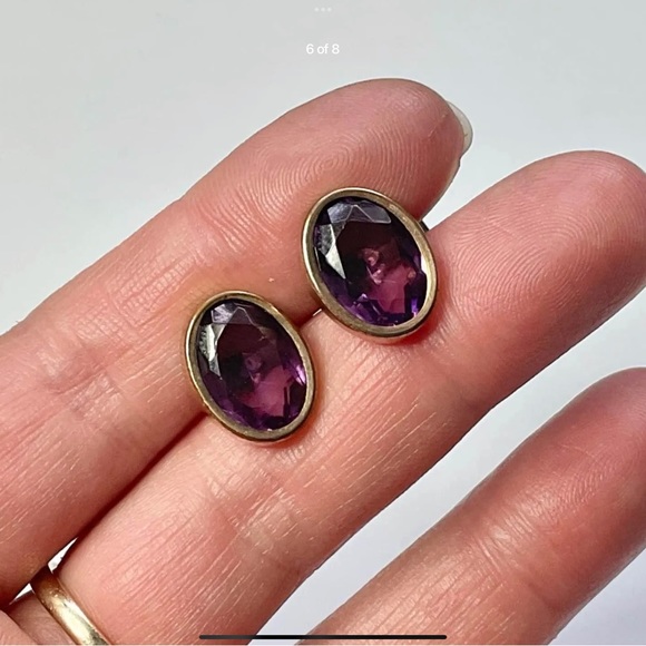Antique Gold Filled Amethyst Glass Gents Cufflinks - Picture 6 of 8